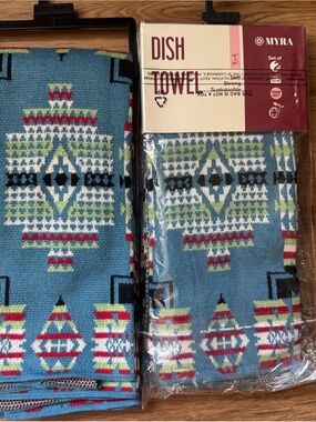 Myra Blue Southwestern Kitchen Towels set of 4.